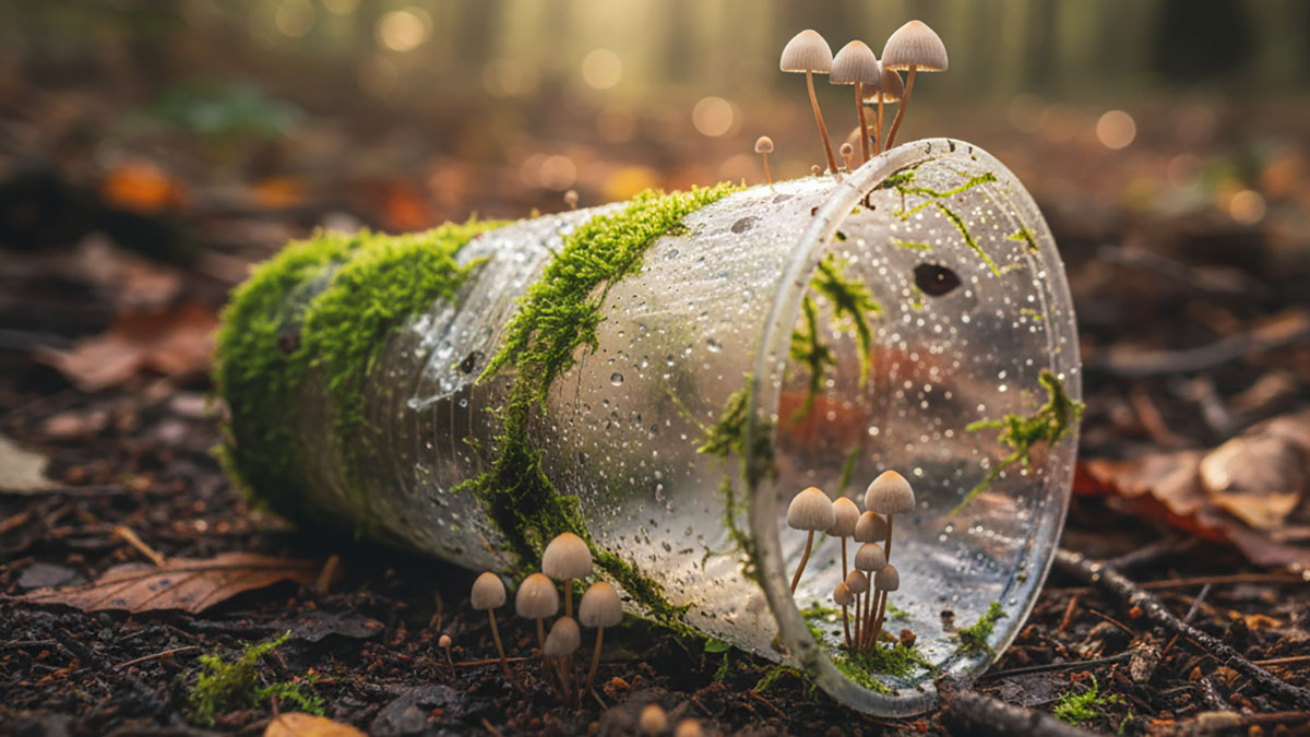 Funghi che degradano bicchieri di plastica
