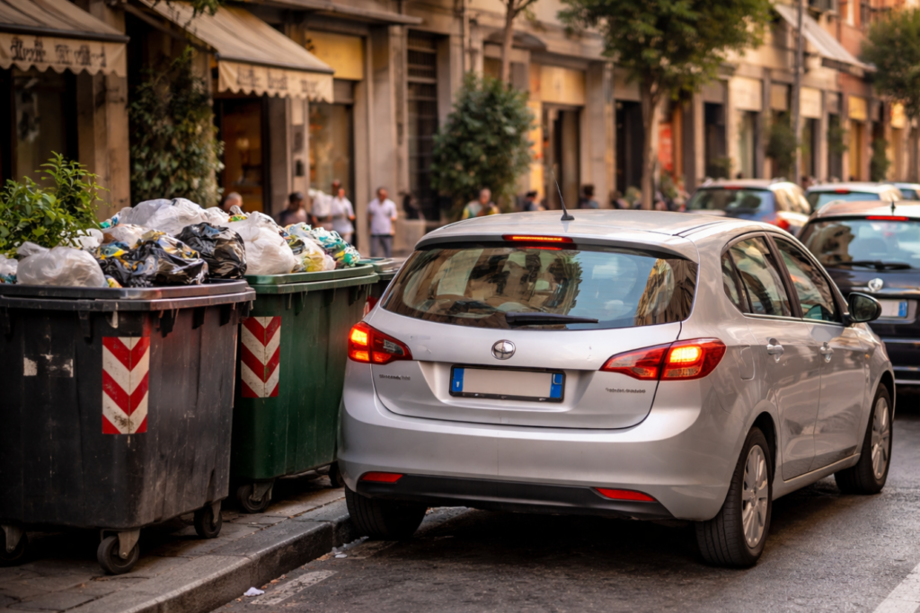 parcheggio con le quattro frecce