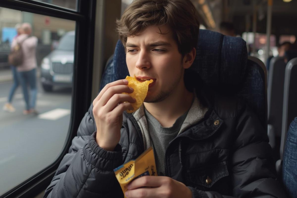non mangiare sui mezzi